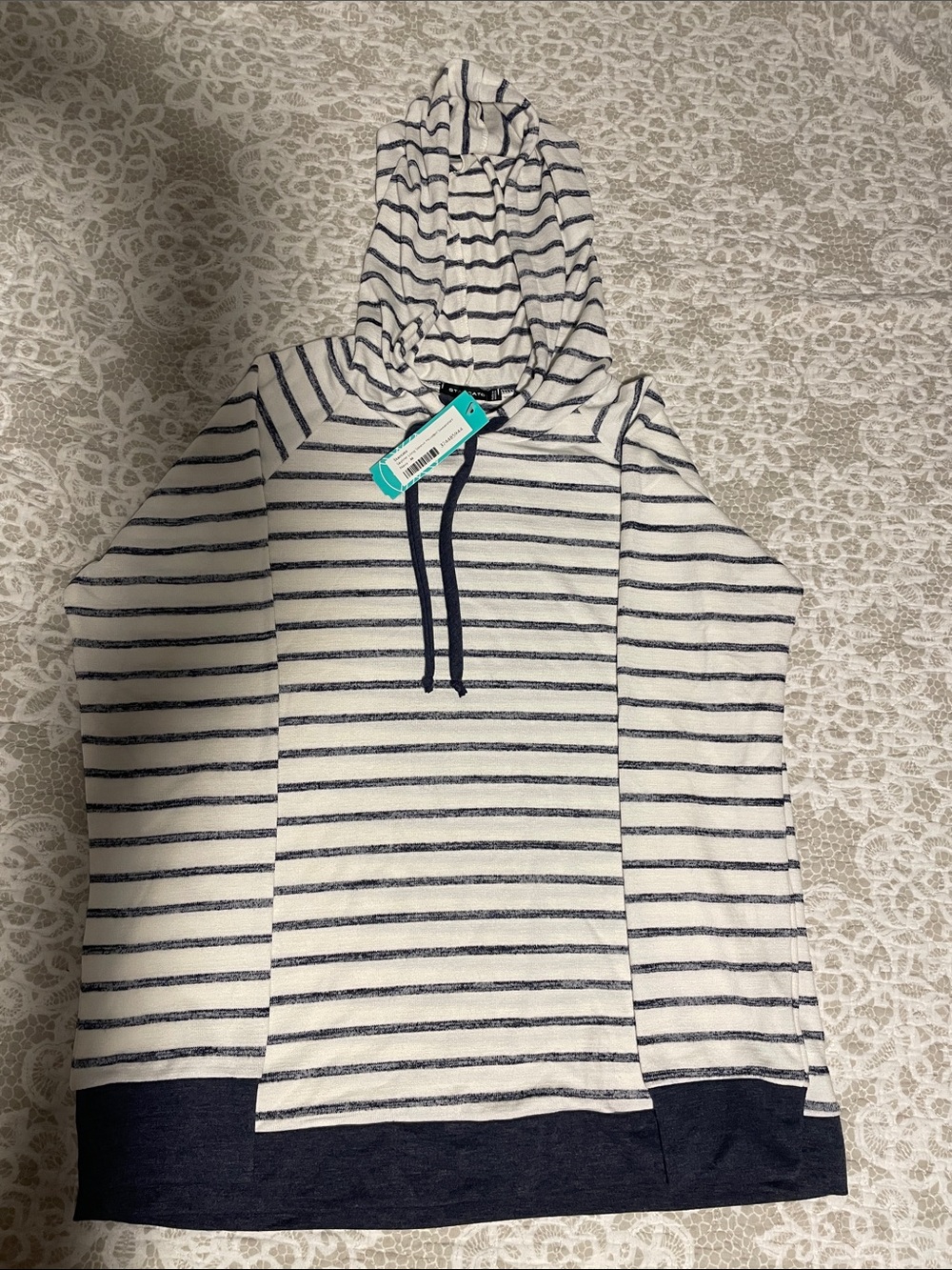 Staccato Navy and White Striped Hoodie Sweatshirt